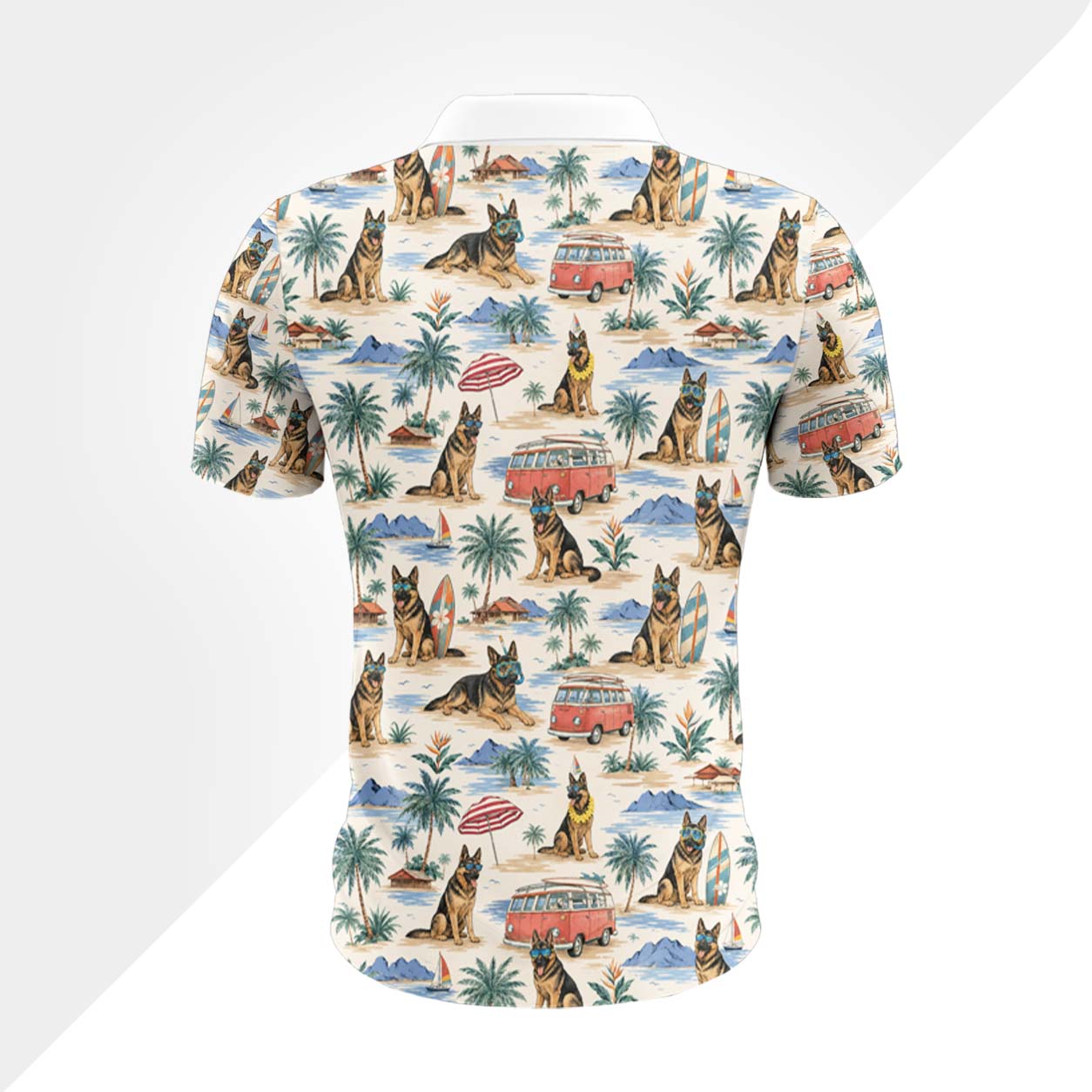 Deutscher Schäferhund Polohemd - Lustiges Tropen Kurzarm Shirt für Herren Damen – Bild 3