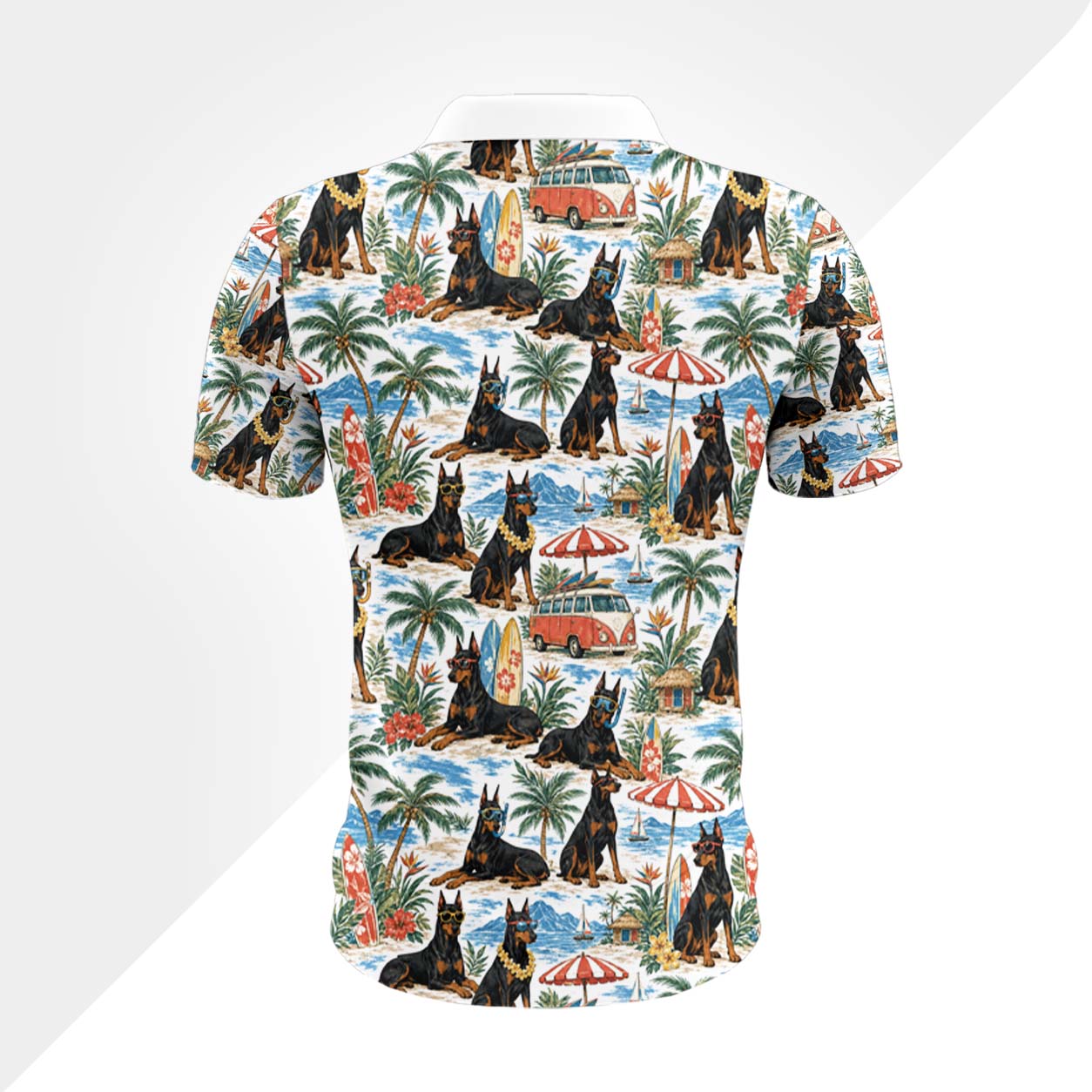 Dobermann Hund Polohemd - Lustiges Tropen Kurzarm Shirt für Herren Damen – Bild 3