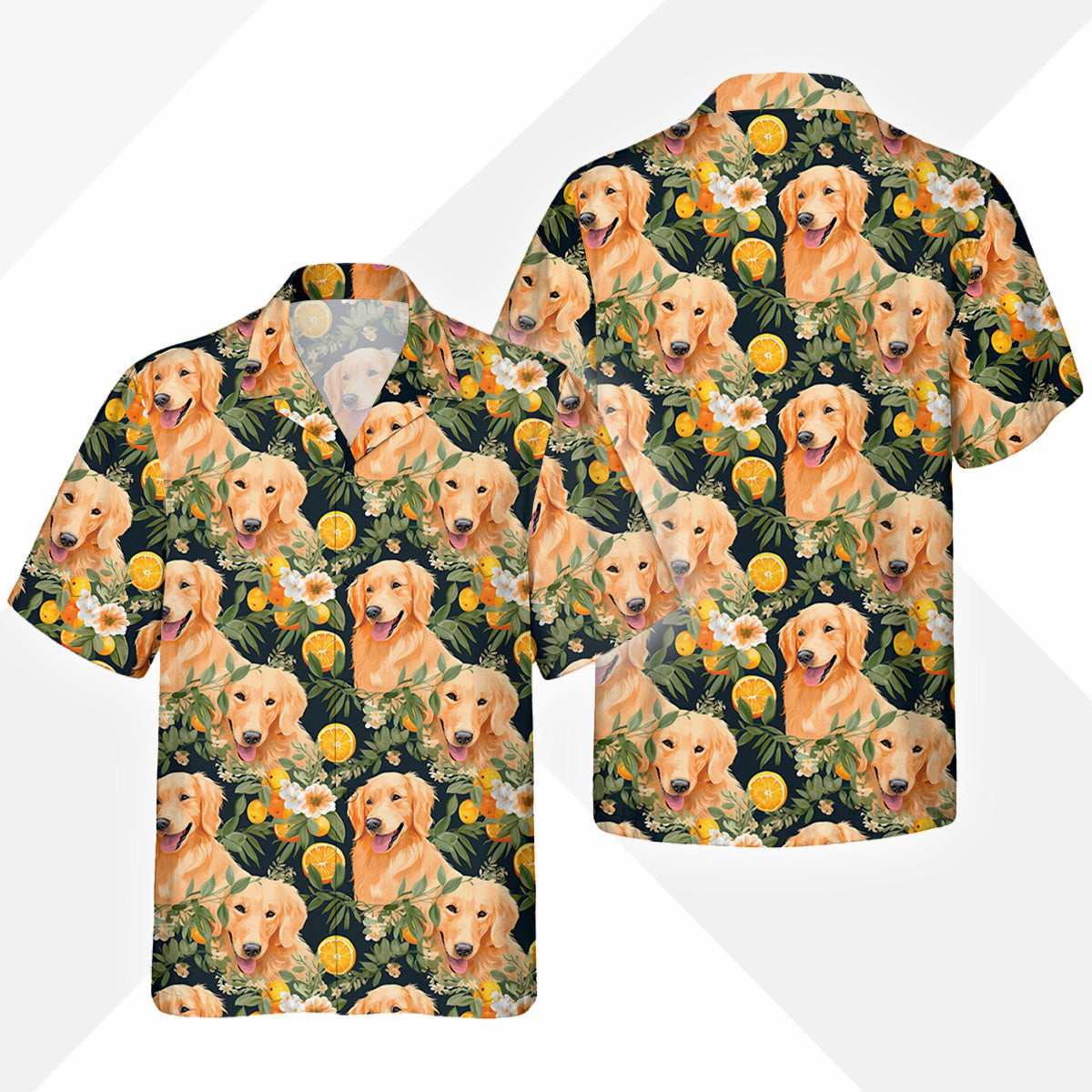 Golden Retriever Dog Hawaiihemd - Lustiges Tropen Blumen Kurzarm Strandhemd für Herren Damen – Bild 2