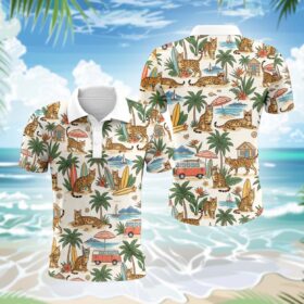 Bengal Katze Polohemd – Lustiges Tropen Kurzarm Shirt für Herren Damen