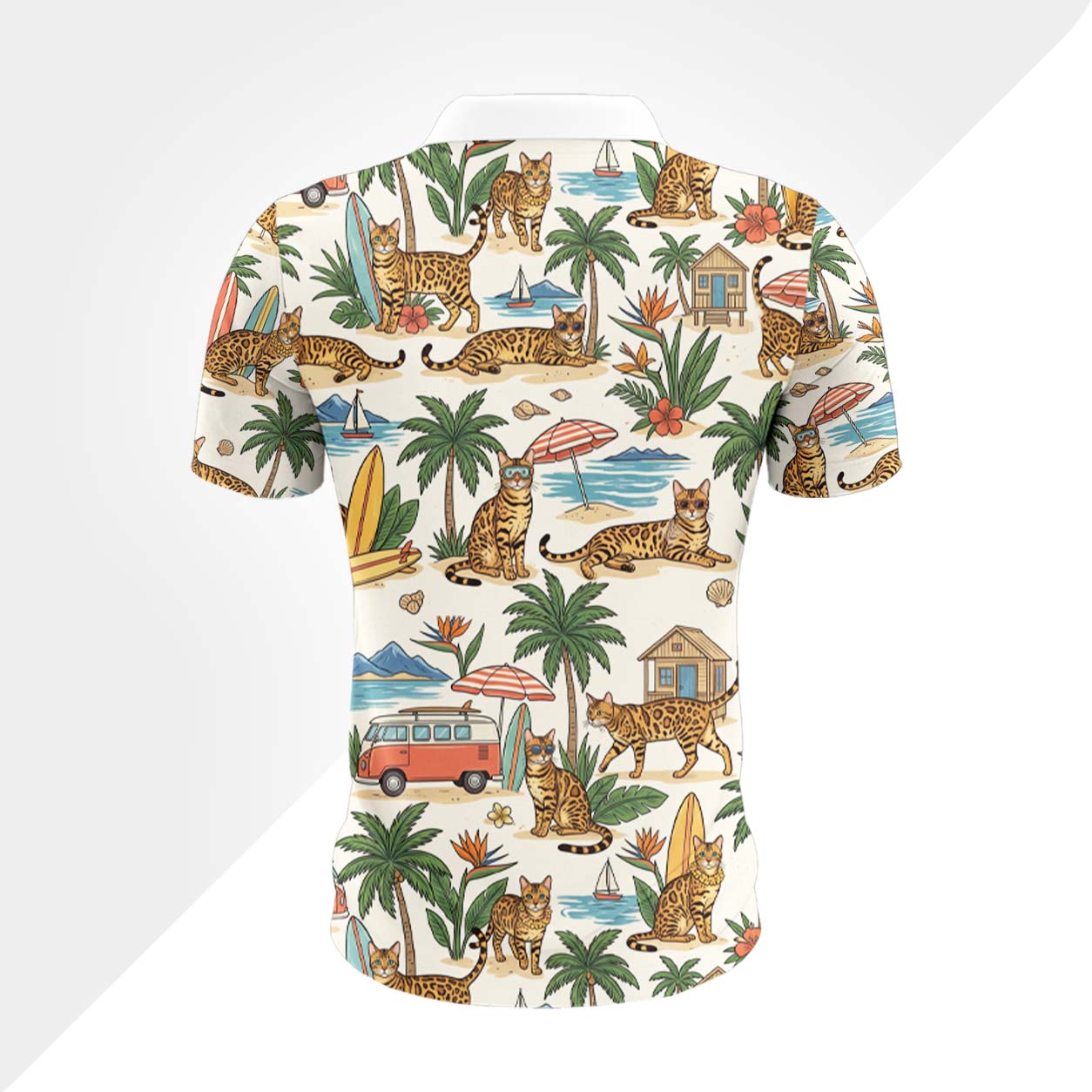 Bengal Katze Polohemd - Lustiges Tropen Kurzarm Shirt für Herren Damen – Bild 3