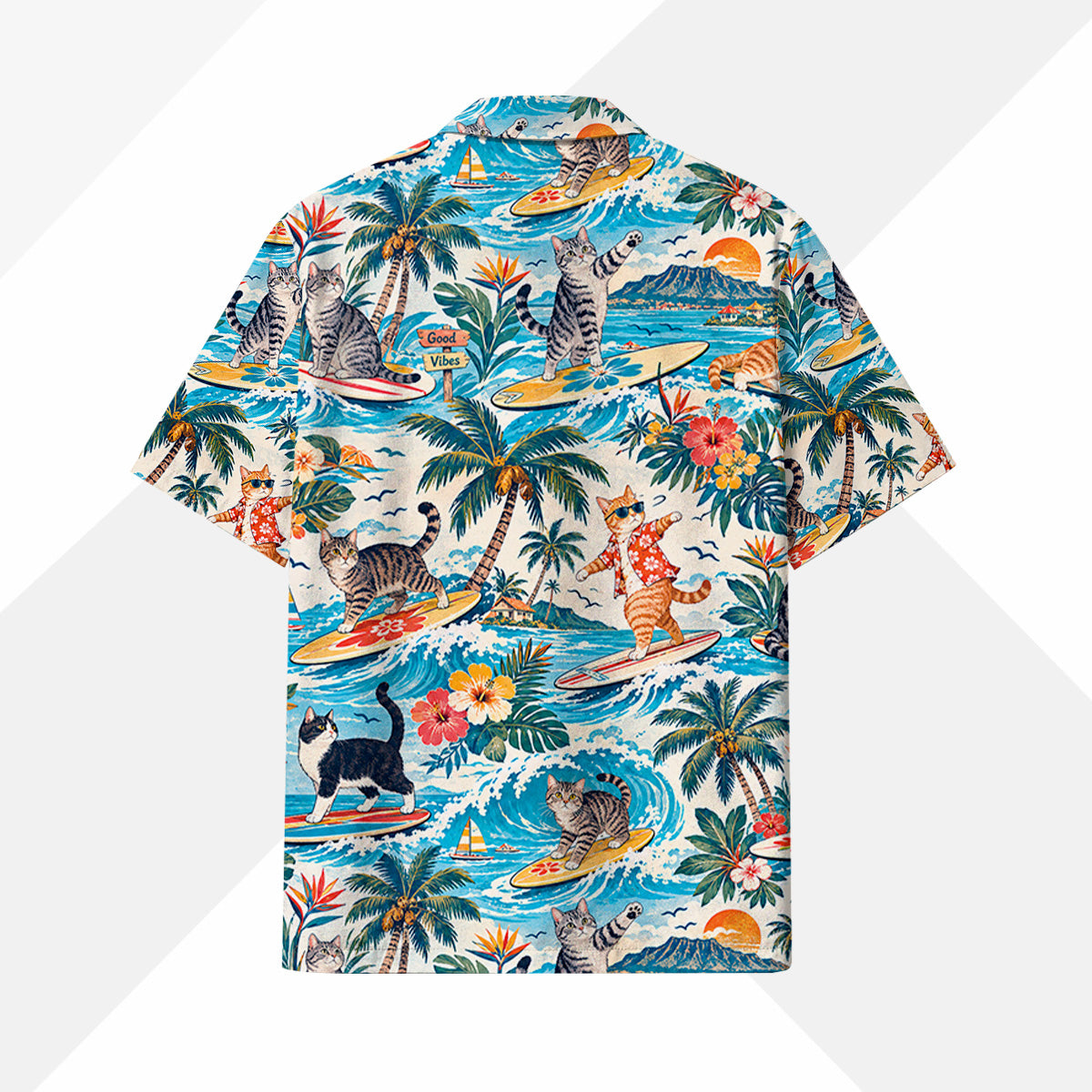 Europäisch Kurzhaar Katze Hawaiihemd - Lustiges Tropen Blumen Kurzarm Strandhemd für Herren Damen – Bild 4