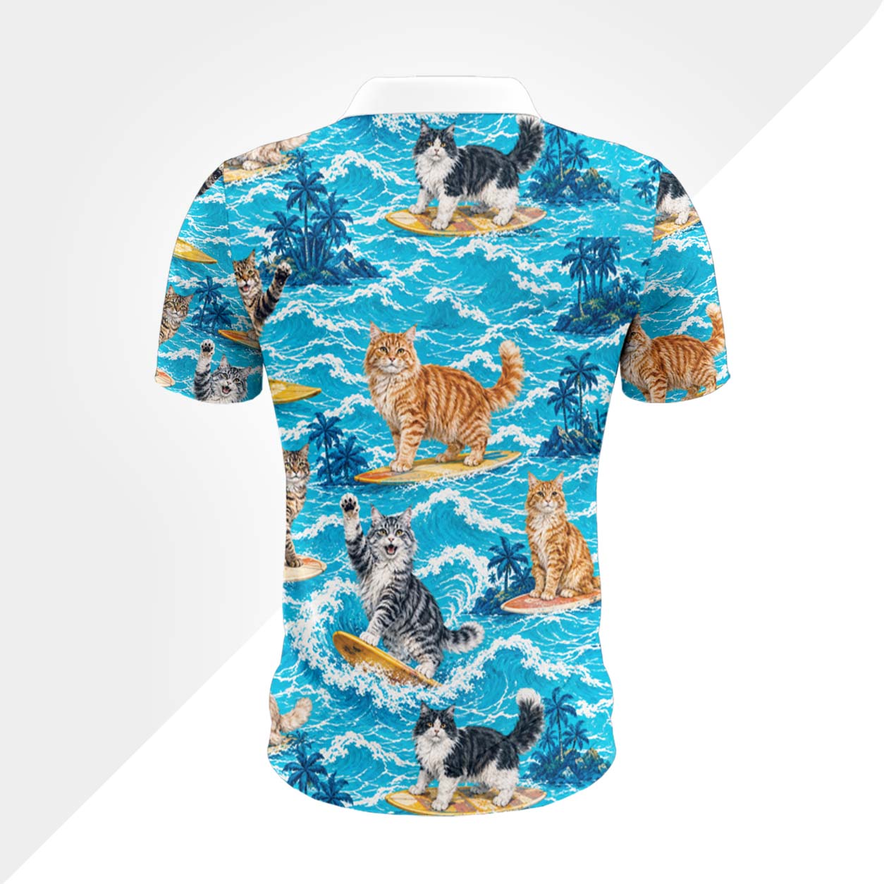 Maine Coon Katze Polohemd - Lustiges Tropen Kurzarm Shirt für Herren Damen – Bild 3