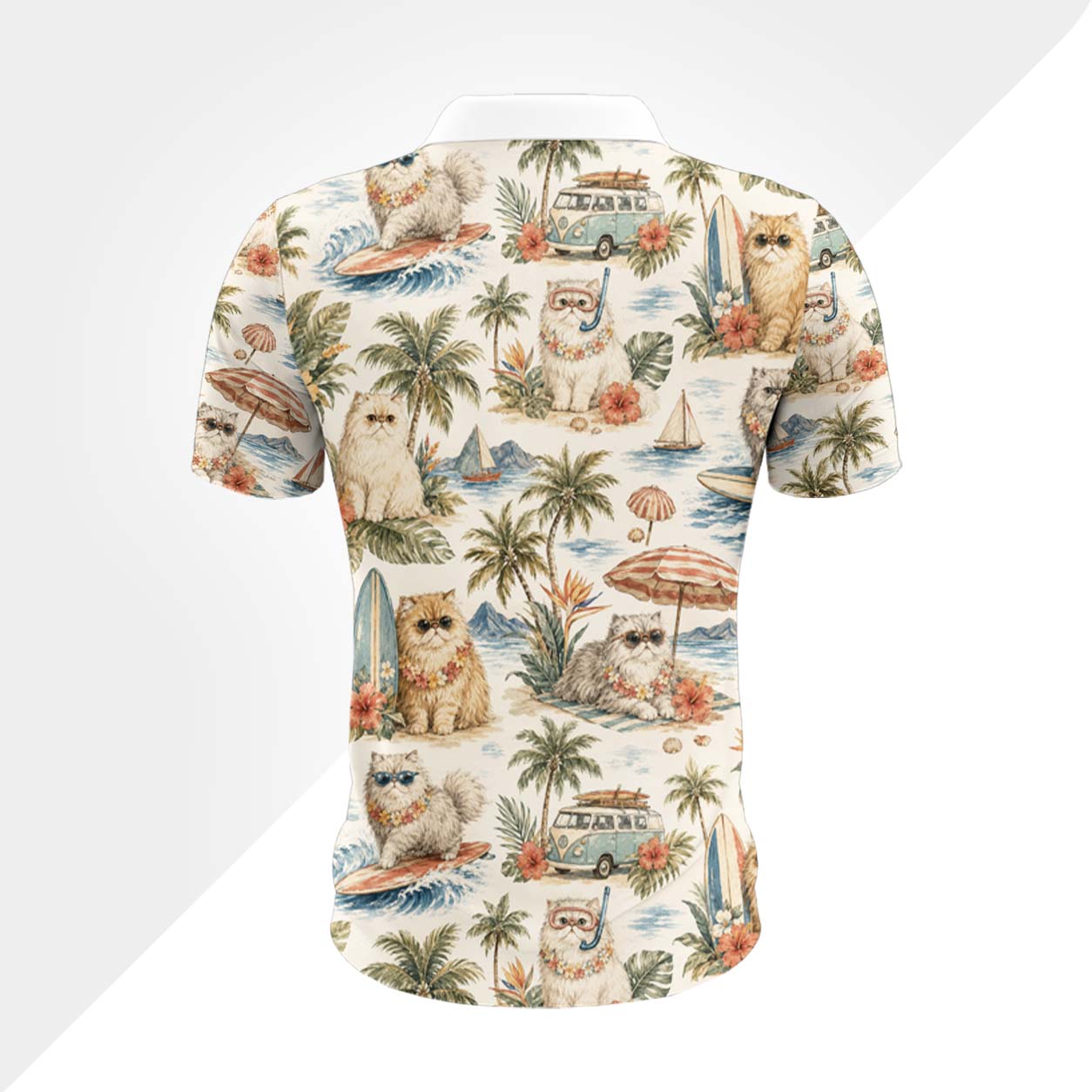 Perserkatze Polohemd - Lustiges Tropen Kurzarm Shirt für Herren Damen – Bild 3
