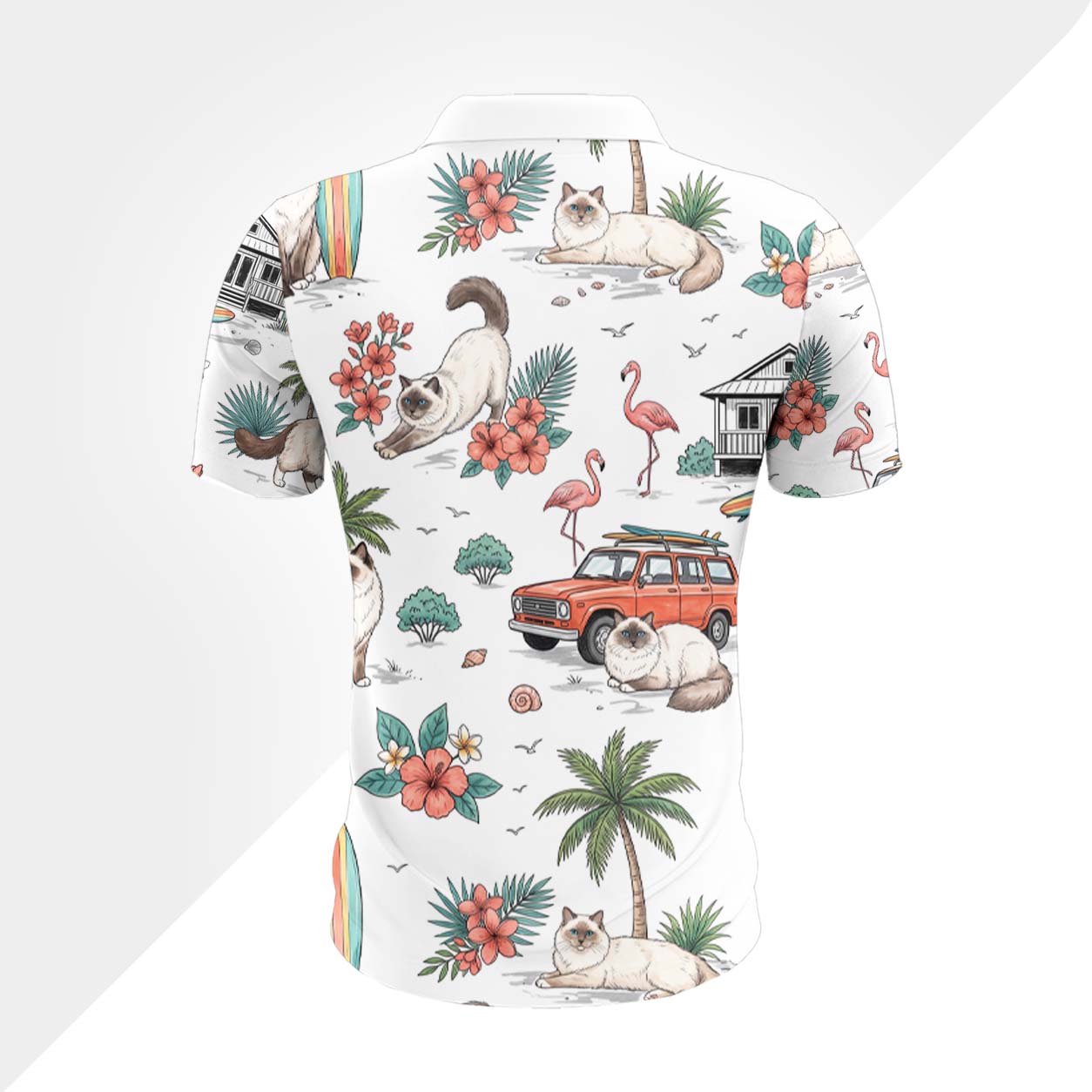 Ragdoll Katze Polohemd - Lustiges Tropen Kurzarm Shirt für Herren Damen – Bild 3