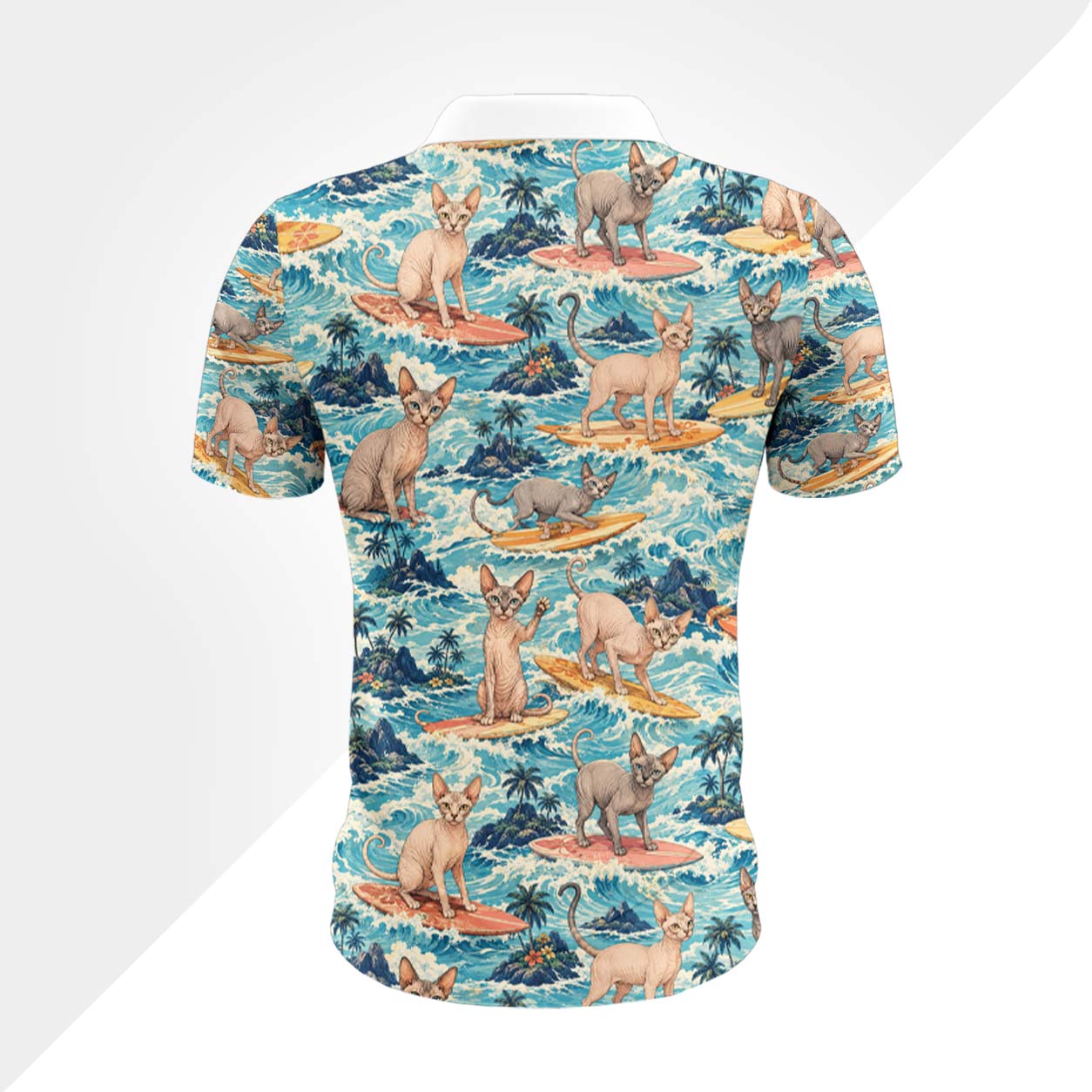 Sphynx Katze Polohemd - Lustiges Tropen Kurzarm Shirt für Herren Damen – Bild 3