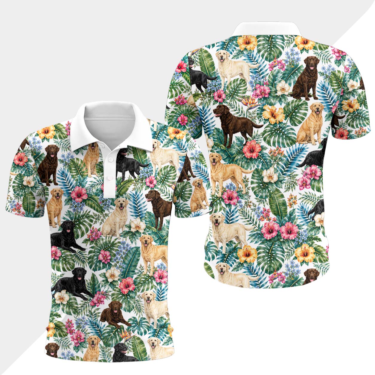 Labrador Retriever Hund Polohemd - Lustiges Tropen Kurzarm Shirt für Herren Damen – Bild 4