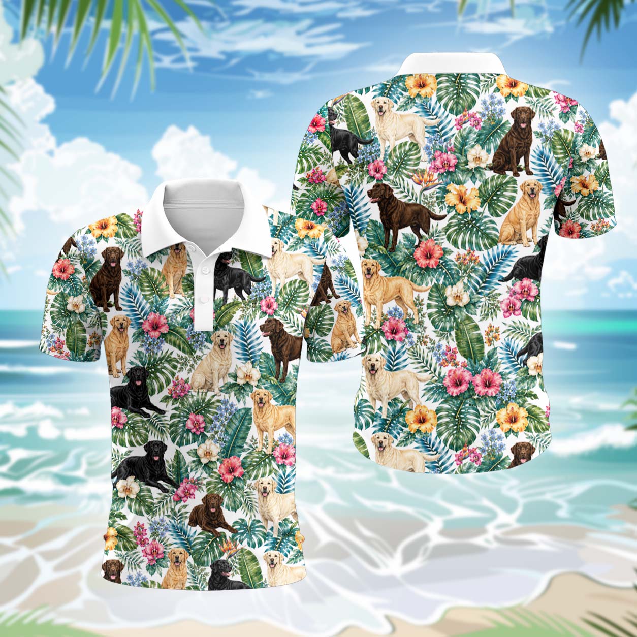 Labrador Retriever Hund Polohemd - Lustiges Tropen Kurzarm Shirt für Herren Damen