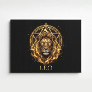 Löwe Goldenes Sternzeichen Heilige Geometrie Leinwandbild