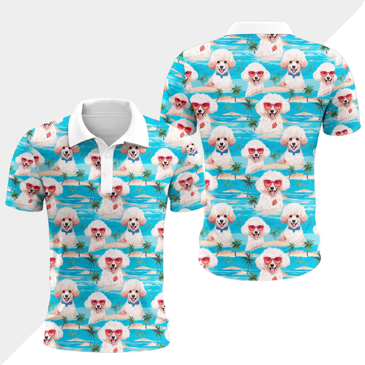 Pudel Hund Polohemd - Lustiges Tropen Kurzarm Shirt für Herren Damen – Bild 4