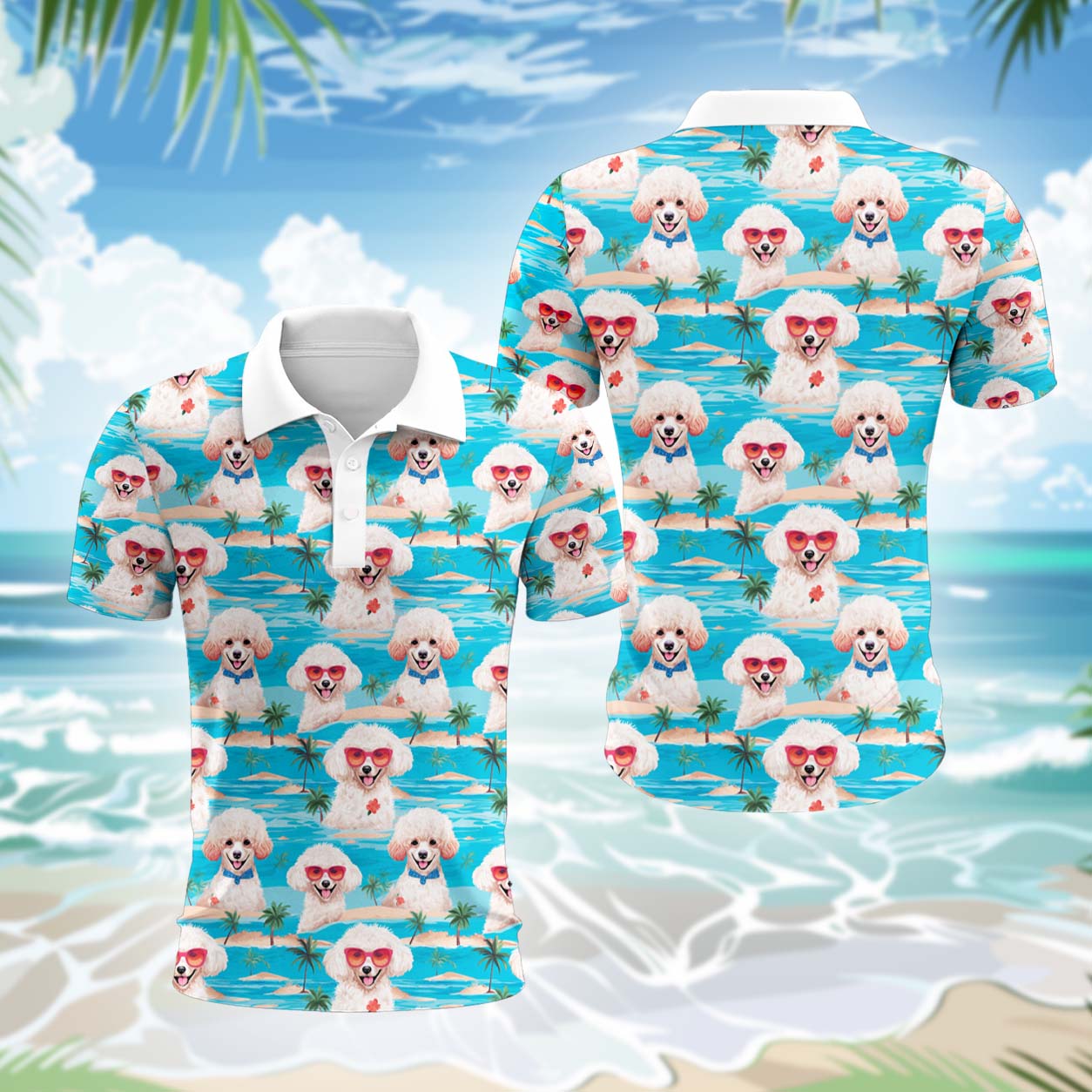 Pudel Hund Polohemd - Lustiges Tropen Kurzarm Shirt für Herren Damen