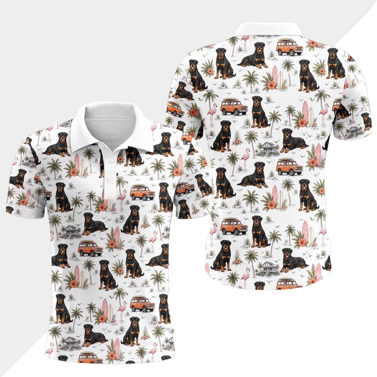 Rottweiler Hund Polohemd - Lustiges Tropen Kurzarm Shirt für Herren Damen – Bild 4