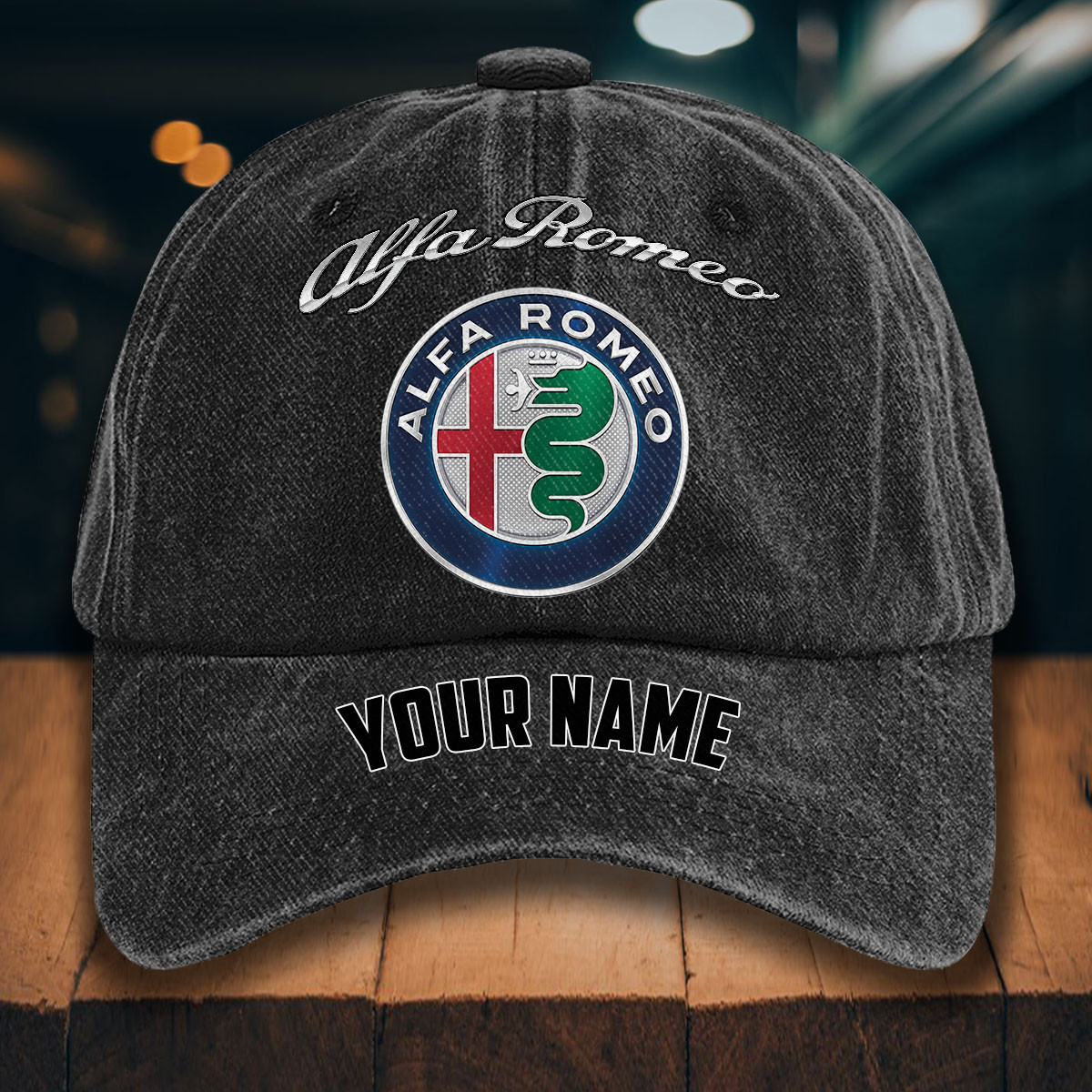 Alfa Romeo Gewaschene Denim-Kappe