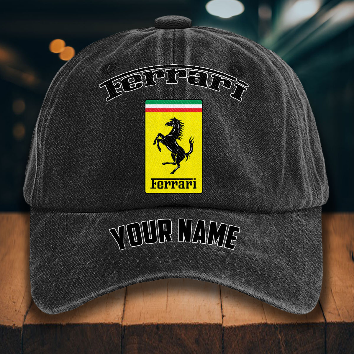 Ferrari Gewaschene Denim-Kappe