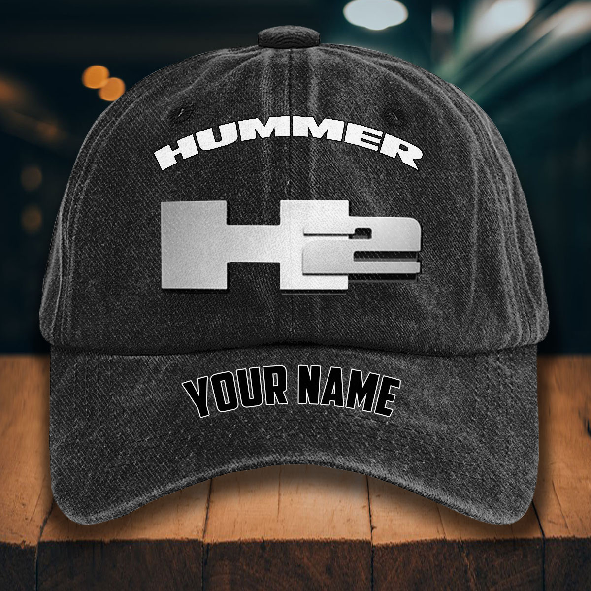 H2 Hummer Gewaschene Denim-Kappe