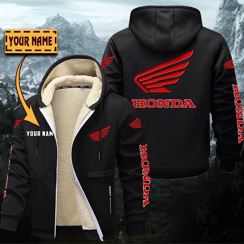 Honda Motorcycle Hoodie Zip Velvet Coat Gefütterte Kapuzenjacke