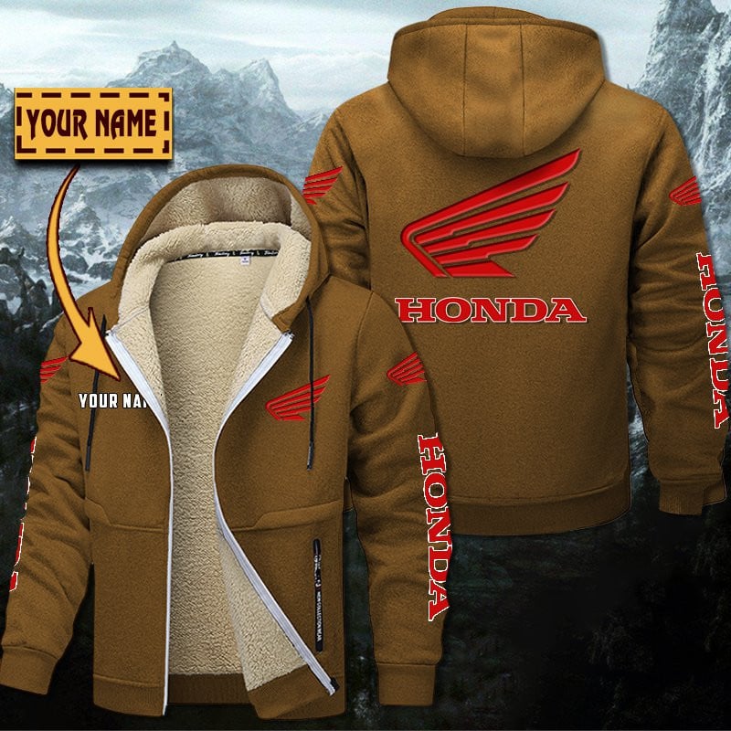 Honda Motorcycle Hoodie Zip Velvet Coat Gefütterte Kapuzenjacke – Bild 4