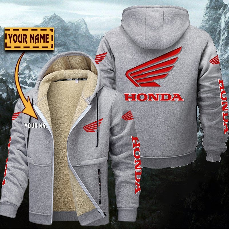 Honda Motorcycle Hoodie Zip Velvet Coat Gefütterte Kapuzenjacke – Bild 6