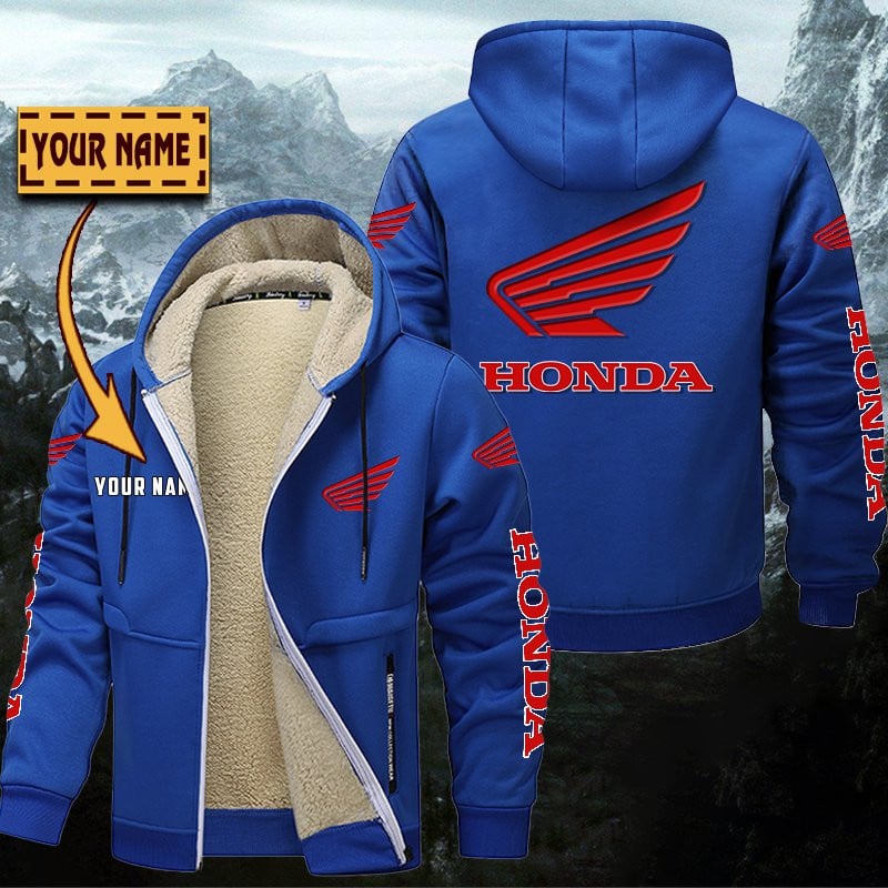 Honda Motorcycle Hoodie Zip Velvet Coat Gefütterte Kapuzenjacke – Bild 8