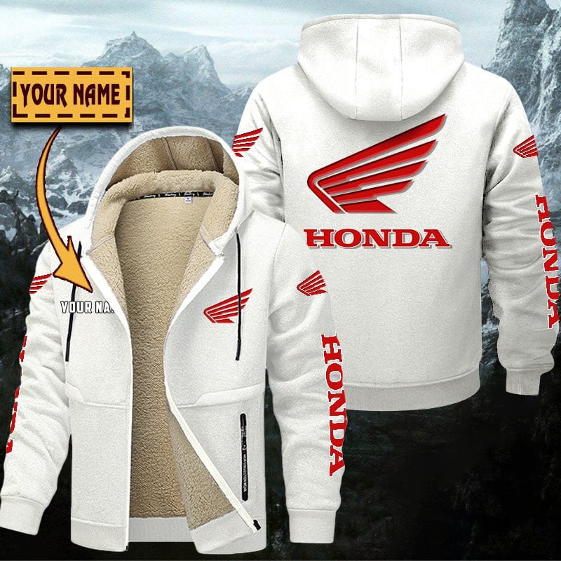 Honda Motorcycle Hoodie Zip Velvet Coat Gefütterte Kapuzenjacke – Bild 9
