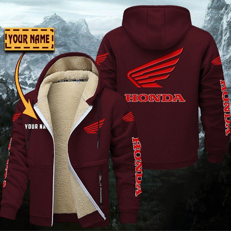 Honda Motorcycle Hoodie Zip Velvet Coat Gefütterte Kapuzenjacke – Bild 2